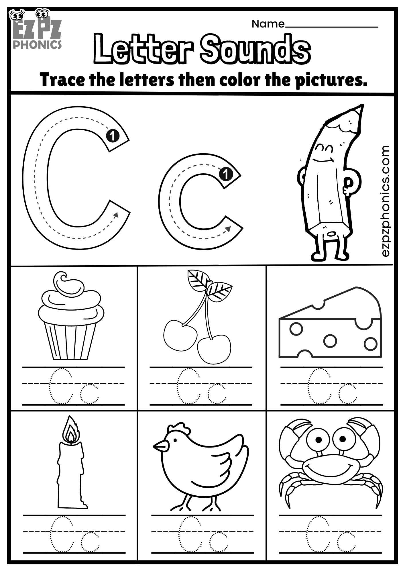 Letter Cc Trace And Color The Pictures Free PDF Download Ezpzphonics Letter cc trace and color the pictures free pdf download ezpzphonics
